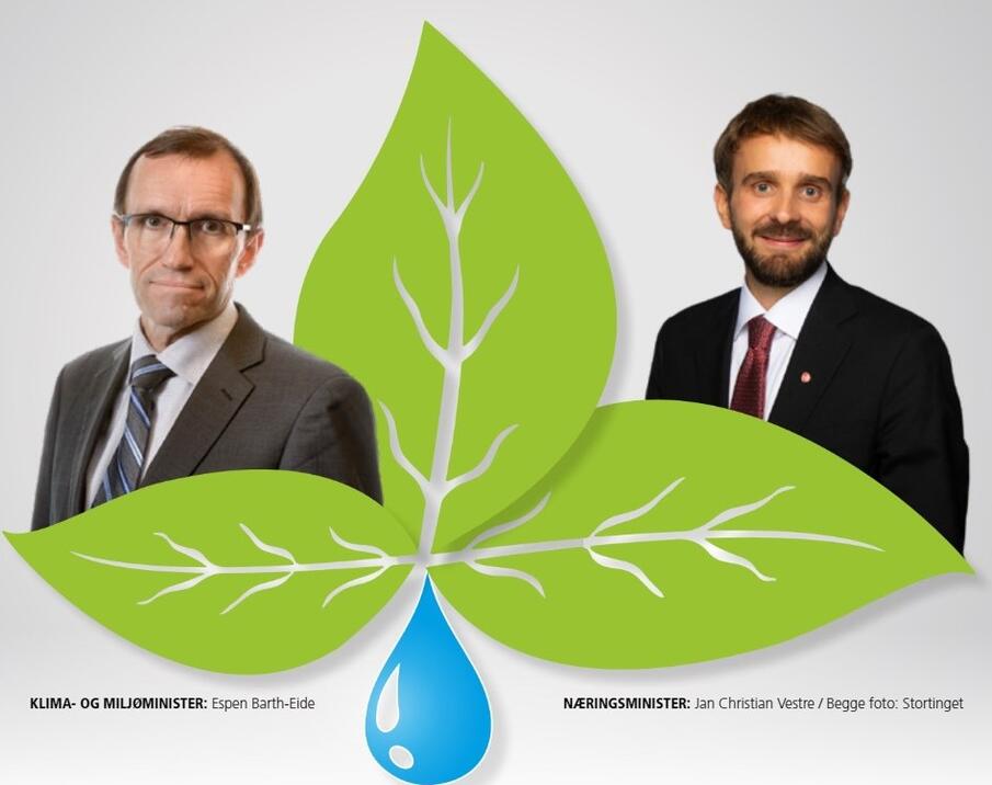 Klima- og miljøminister Espen Barth-Eide og næringsminister Jan Christian Vestre. Foto: Stortinget Klima- og miljøminister Espen Barth-Eide og næringsminister Jan Christian Vestre. Foto: Stortinget